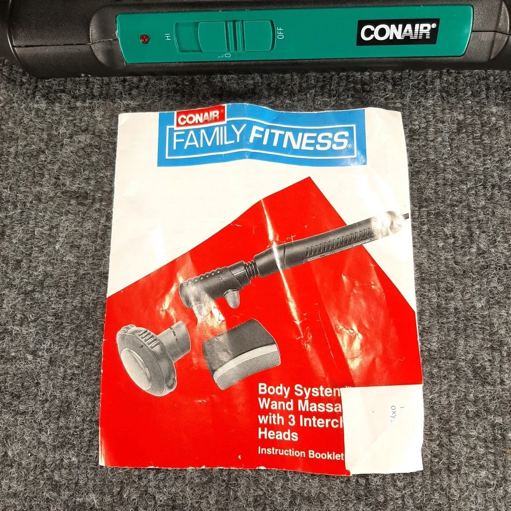 Conair Wand Massager Family Fitness Body System 3 Heads Black Teal Unisex OS